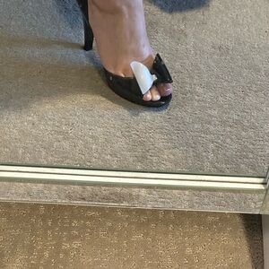 Furla Black High Heel with Bow Accent